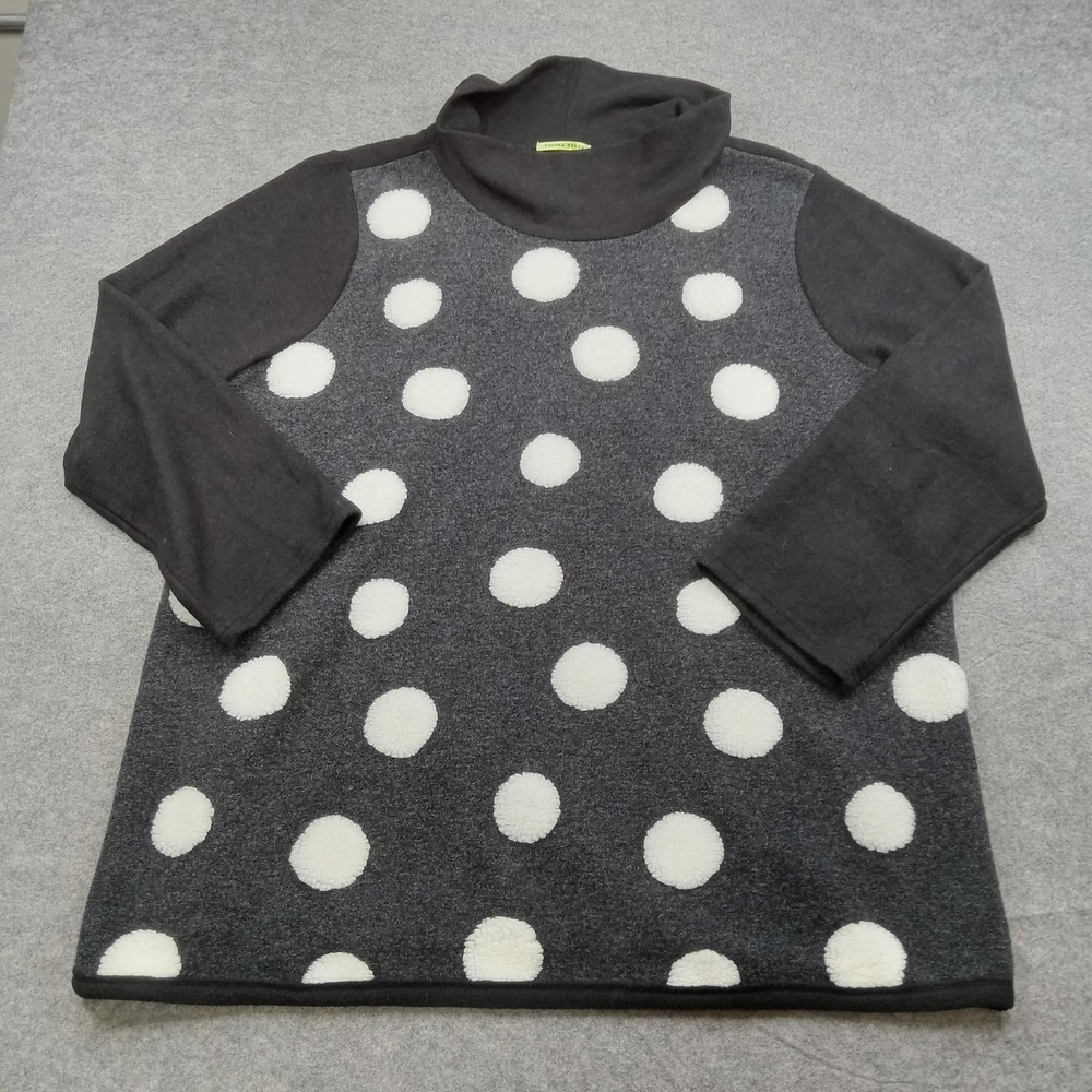 Trisha Tyler Sweater Womens XL Gray Polka Dot Cowl Neck‎ Pullover Top Sweatshirt